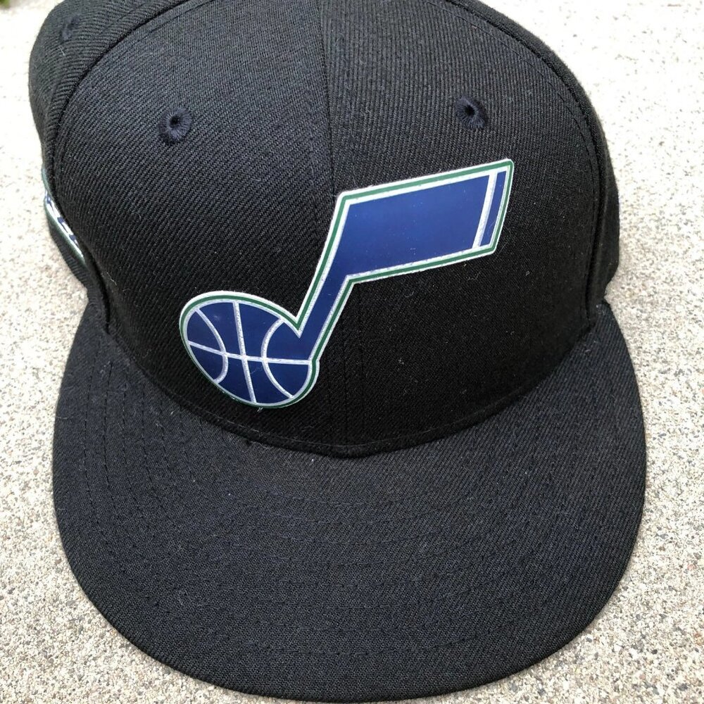 NEW ERA Utah Jazz Fitted Hat 7 1/4 Black Men's 59Fifty Cap NBA Basketball - Picture 2 of 8